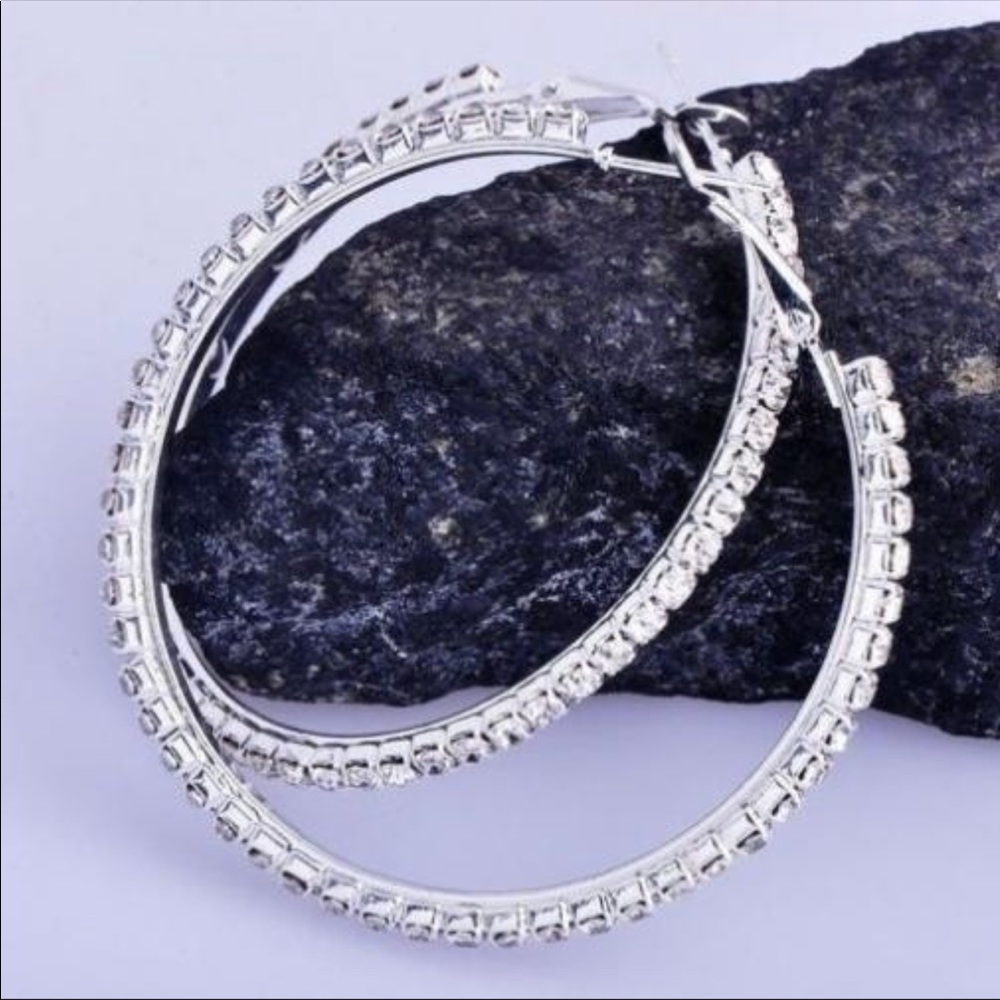 Gorgeous Faux Diamond Hoop Earrings